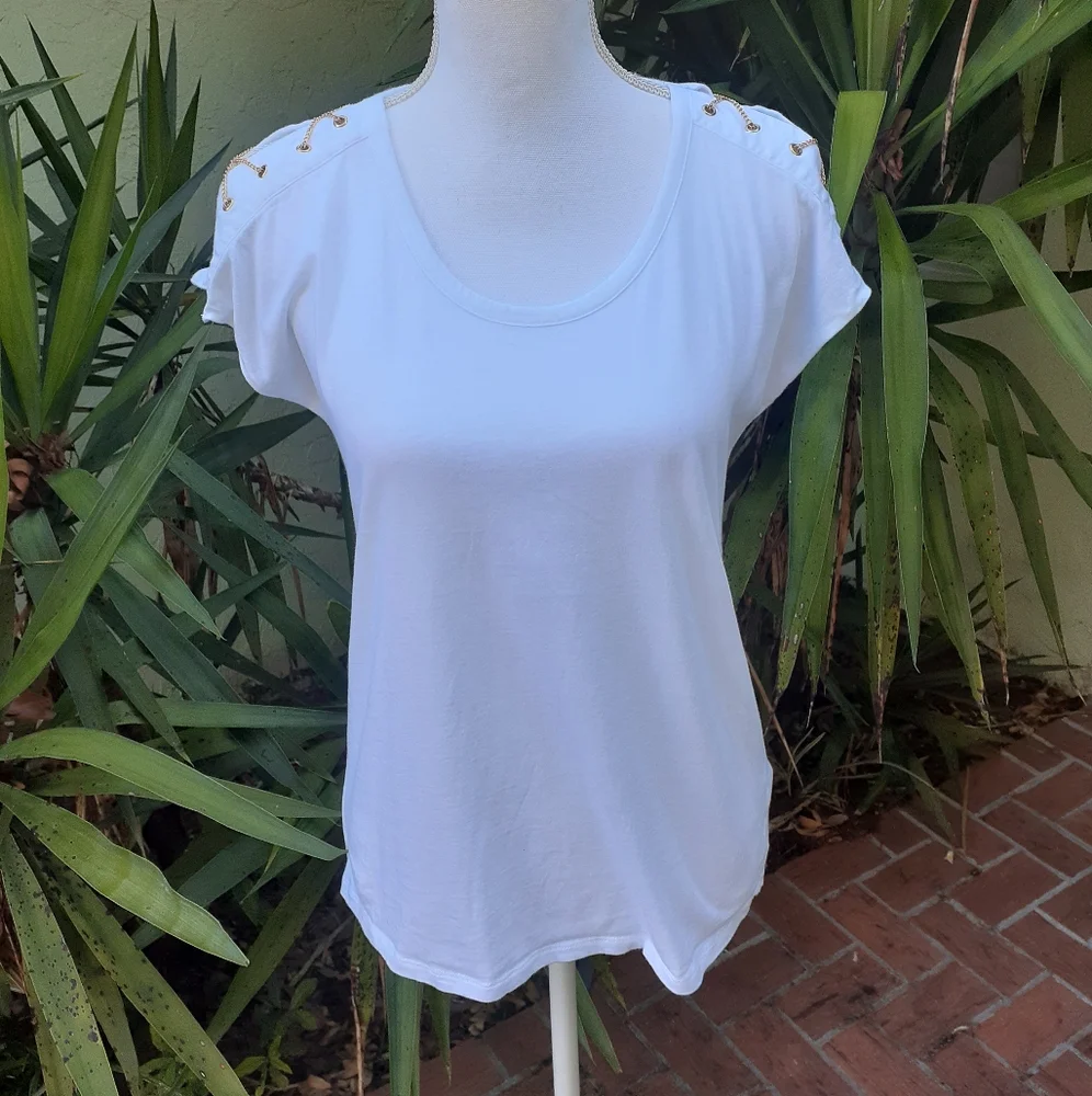 Michael Kors White Tee and Gold Chains